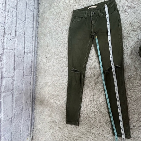 Levi’s 535 Olive Green Destroyed Knee Skinny Jeans - Picture 12 of 14